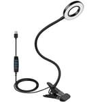 Lampe de Bureau led Flexible avec Pince, 3 Modes d'Éclairage et 10 Niveaux d'Intensité