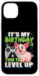 Coque pour iPhone 14 Plus It's My Birthday Pig Time to Level Up Jeu vidéo