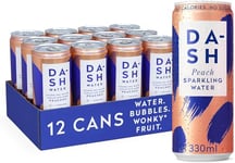 Dash Water Peach - 12 x Peach Flavoured Sparkling Spring Water - NO Sugar, NO Sweetener, NO Calories - Infused with Wonky Fruit (12 x 330ml cans)