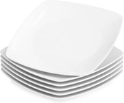 MALACASA, Series Julia, 9.2" Dinner Plates Ivory White 6 Piece, 