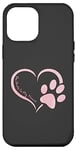 Coque pour iPhone 12 Pro Max Rose aquarelle patte de chien cœur citations chiens femmes filles