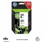 Genuine HP 301 Multipack Ink Cartridge (N9J72AE) For HP Envy 4500