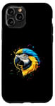 Coque pour iPhone 11 Pro Bleu Jaune Macaw Face T-Shirt Aquarelle Macaw