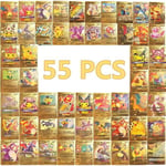 Carte Pokemon Française, 55 Cartes Plaquée Or Arc-en-Ciel, Vmax+V+GX+EX Carte, Cartes à Jouer et à Collectionner