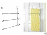 Towel Rail Over Door 3 Tier Chrome Plated Clothes Rack Towel Holder Stand Airer