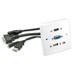 LINDY 60220 Plaque Murale VGA/HDMI/USB/Jack 3,5mm Stéréo, Blanc