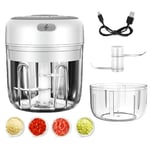 Electric Mini Garlic Chopper, Electric Garlic Masher, Baby Food Maker,without BPA, Small Food Chopper Food Processor For Pepper Garlic Chili Vegetable Nuts, 2 In 1(250ML&100ML)