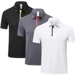 ZENGVEE 3 Pack Men's Polo Shirts Short Sleeve Quick Dry Breathable Golf Polo Shirt for Men Adult UK Outdoor Sport Casual Work Golf Tennis Tops Classic Polo Collared T-Shirts（0509-Black Grey White-M）