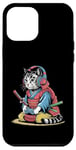 Coque pour iPhone 12 Pro Max Japon Kawaii Cat Samurai Casque Casque Manette de Jeu Vidéo