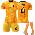 22-23 Nederländerna Hem et #10 #4 #21 T-shirt fotbollsuniform Vuxna barn No.4 Virgil van Dijk S