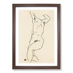 Big Box Art Study of A Naked Woman Vol.2 by Egon Schiele Framed Wall Art Picture Print Ready to Hang, Walnut A2 (62 x 45 cm)