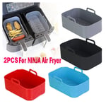 2PCS Square Silicone Pot For NINJA Air Fryer Kitchen BBQ Plate Heating Baking UK