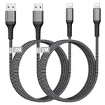 Cable Iphone 2M Lot De 2 [Certifiés Mfi], Cable Usb Vers Lightning Nylon Cable Iphone Charge Rapide Câble Chargeur Iphone Fil Chargeur Iphone Cordon Iphone Pour Iphone 14/13/12/11/X/8/7, Ipa[Q1927]