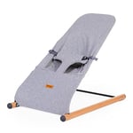 CHILDHOME, Transat Bébé, Ergonomique, Dès La Naissance, Mouvement Balance, Maintien Optimal Dos Et, Harnais Sécurité, Bois De Hêtre, Poche De Rangement,Transat Evolux, Jersey Gris Perle