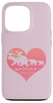 Coque pour iPhone 13 Pro Cœur floral rose foncé avec inscription « Mama Bear » pour deux bébés