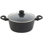 Russell Hobbs RH02809EU7 Metallic Marble Stock Pot - Non-Stick Casserole Cooking Pot, 24cm/2L, Soup Pot, Tempered Glass Lid With Steam Vent, Induction Hob Suitable, Soft Grip Handles, Lightweight