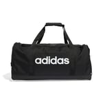 adidas Unisex Essentials Linear Duffel Bag, Black/Black/White, M