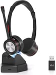 Casque Bluetooth sans Fil, Casque PC avec Micro Antibruit et USB Dongle 40H d'Autonomie, Casque Audio Connexion Multipoint, Casque Ordinateurs pour Bureau Centre D'appels Télétravail Teams