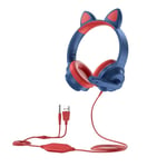 Nouvelle Arriv¿e Filaire Gaming Headset Avec Microphone Mignon Chat Oreille R¿duction Du Bruit Casque Pour PC Switch PS4 Nouvelle Xbox-Bleu Sans Bo¿te_XINENGJI