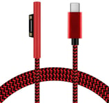 Câble De Charge En Nylon Tressé À Connecter À Usb-C (1,8 M Rouge), Nécessite Un Chargeur Usb-C 45 W 15 V/3 A, Compatible Avec Ordinateur Portable Microsoft Surface Pro7/6/5/4/3 Go [CAB300398]