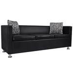 vidaXL sofa 3-pers. kunstlæder sort