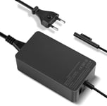 Chargeur Surface Pro, 65W 15V 4A(Fonctionne Avec 44W/39W/36W/24W) Adaptateur Pour Surface Pro 3/4/5/6/7/X, Tablette Windows, Surface Book 1/2/3 Surface Laptop 1/2/3, Surface Go, Avec Port De Usb 5V 1