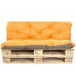 Coussins pour palettes exterieur, Assise 120 x 80 et Dossier 120 x 50cm, coussins canapé / coussin palette Orange Setgarden