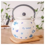 Kettle Whistle Enamel Kettle Vintage Coffee Pot Water Teapot Colorful For Induction Cooker Hob Or Stove Top Cooker Gas Stoves, Induction Pot White Printed Blue Flower 2L (Color : White)