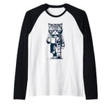 Tired Cat with Coffee Mug - Early Grumpy Mornings Raglan Baseball Tee