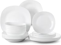 MALACASA, Series Esmer, 24-Piece Opal Glass Dinner Set Includes 6 Each of Dinner