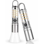 2 Pièces Lampe Torche Rechargeable, Ultra Puissante Lampe de Poche led avec 5 Modes D'éclairage, IP44 Étanche Lampe Puissante pour Camping,