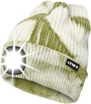 ATNKE LED Bonnet Lampe Frontale,USB Rechargeable Chapeau de Course Ultra Lumineux 4 LED Étanche Lumière Hiver Chaud Phare Cadeaux pour Hommes et Femmes/Tie Dye Green