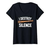 Womens I Destroy Silence Apparel Destroy Silence Didgeridoo V-Neck T-Shirt