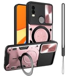 GOTOURED for Nokia C21 Plus Phone Case/Nokia C21 Plus Case,Metal Big Stand Ring Holder,Shockproof Cover,Camera Lens Protector,Slim Full Protection Basic Cases for Nokia C21 Plus 6.5" (Rose Gold)