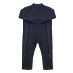 Joha ullfleece heldress til baby med glidelås, navy