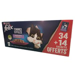 Felix Tendres effilés sélection mixte en gelée 48 sachets de 85 g pour chat