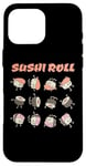 Coque pour iPhone 16 Pro Max Rouleau de sushi amusant dessin animé Kawaii Anime japonais Art Design