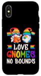 Coque pour iPhone X/XS LGBT, couples de nains de jardin, couleurs arc-en-ciel