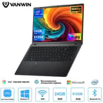 PC portable 15,6FHD+ Windows 11, 24 Go de RAM 512 Go SSD Intel Celeron N5095 (2,0 GHz) angle d'ouverture de 170° Clavier AZERTY