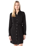 Daily Ritual Tencel Long-Sleeve Shirt Dress, Noir, US M (EU M - L) M (EU M-L)