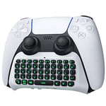 TiMOVO Green Backlight Keyboard for PS5 Controller, Wireless Bluetooth Keypad Chatpad for Playstation 5 Controller, Mini Chatpad Game Keyboard Built-in Speaker with Audio Jack for Messaging, White