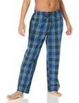 Amazon Essentials Pantalon de Pyjama Tissé Coupe Droite Homme, Bleu Vert Grand Plaid, XS