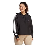 adidas Women's Essentials 3-Stripes French Terry Crop Hoodie (Plus Size), Black/White, 4XL Plus