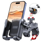 Rolgno Support Telephone Velo, [Caméra Compatible] Support Téléphone Moto avec Compartiment pour AirTag, [Verrouillage Rapide] Porte Smartphone Scooter/VTT pour iPhone et Téléphones de 4,7" à 6,8"