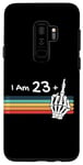Coque pour Galaxy S9+ I'm not 24, I am 23 plus Middle Finger Skull Vintage Sunset