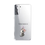 Coque Galaxy S21 PLUS Chat licorne personnalisee cat kawaii fleur