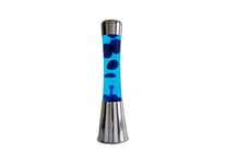 fisura. - Lampe à lave bleue. Base chromée, liquide bleu et lave bleue. Lampe d'ambiance originale. Avec ampoule de rechange. 11 cm x 11cm x 39,5 cm.