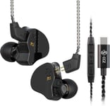 Ccz Melody 10Mm Double Circuit Magn¿¿tique In-Ear Iem Casque, Earfins Design Hifi In Ear Monitor ¿¿couteur Avec Micro 2Pin Cable Pour Audiophile(Noir, Avec Micro Type-C)