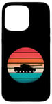 Coque pour iPhone 15 Pro Max Silhouette de réservoir de coucher de soleil vintage