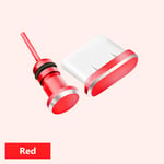 Jeu De Prises Anti-Poussière Pour Téléphone De Type C,Port Usb De Type C,Prise Jack Pour Écouteurs 3.5mm,Samsung,Huawei,Xiaomi,Iphone,Ipad,Apple - Type Red